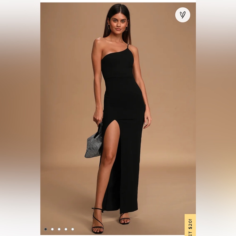Lulus: Keeper of My Heart Black One Shoulder Maxi Dress, Size M